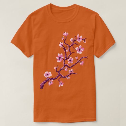 Vaporwave Japanスタイル日本のさくらんぼ咲 Tシャツ (デザイン正面)
