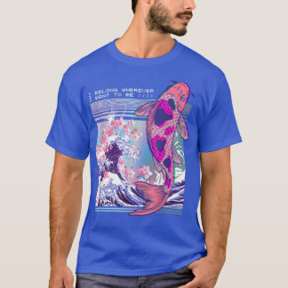 Vaporwave Japanese Koi Sakura Cherry Blossom Nishi Tシャツ