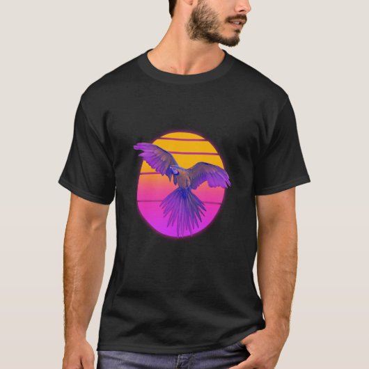 Vaporwave Macaw Parrot Tropical Bird Birdwatching Tシャツ (正面)