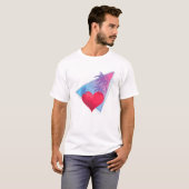 Vaporwave Palm Trees Tropical Heart Love Heart Tシャツ (正面フル)