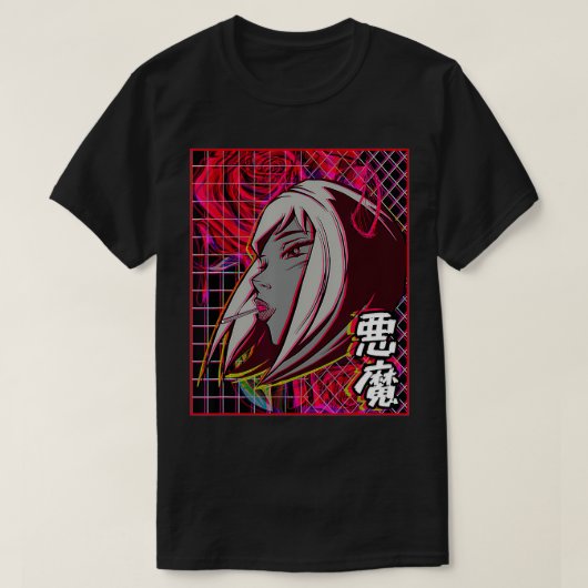 Vaporwave Retrowave日本の美学アニメ Tシャツ (デザイン正面)