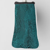 Vaporwave Ripplingティール（緑がかった色）とダークブルーラインパターン ゴルフヘッドカバー (回転90)