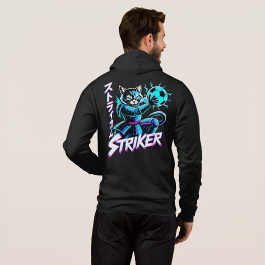 Vaporwave Samurai Cat for soccer fans パーカ (裏面フル)