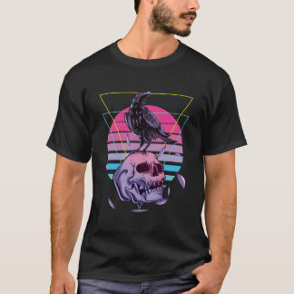 Vaporwave Skull And Crow Aesthetic Pastel Goth Tシャツ