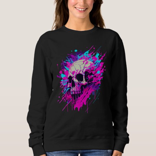 Vaporwave Skull Urban Aesthetic Pastel Goth Street スウェットシャツ (正面)