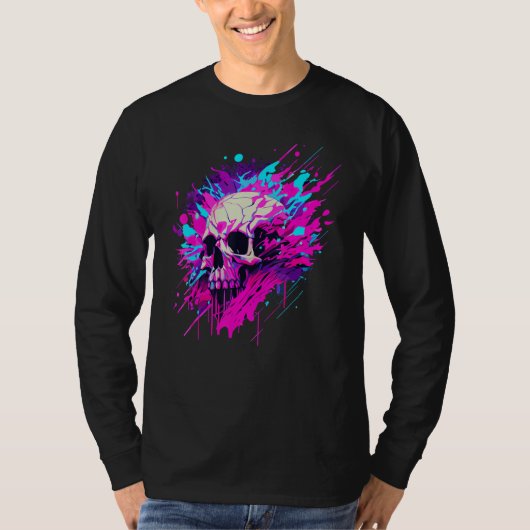 Vaporwave Skull Urban Aesthetic Pastel Goth Street Tシャツ (正面)