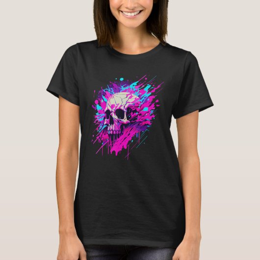 Vaporwave Skull Urban Aesthetic Pastel Goth Street Tシャツ (正面)