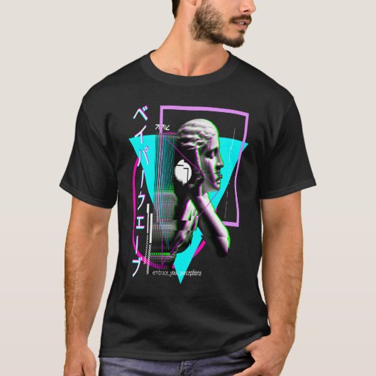 Vaporwave Statue Aesthetic Glitch Japanese Otaku Tシャツ (正面)