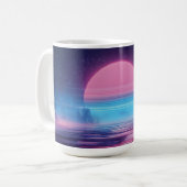 Vaporwave Sunset Landscape,レトロ – 未来的デザイン コーヒーマグカップ (正面左)