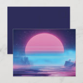 Vaporwave Sunset Landscape,レトロ – 未来的デザイン ポストカード (正面/裏面)