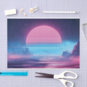 Vaporwave Sunset Landscape,レトロ – 未来的デザイン 薄葉紙 (クラフト)