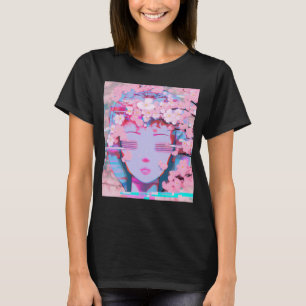 Vaporwave Synthwaveレトロウェーブグリッチさくらんぼブロッソ Tシャツ