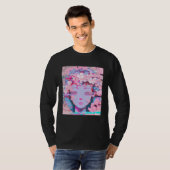 Vaporwave Synthwave レトロウェーブ グリッチ 桜 Tシャツ (正面フル)