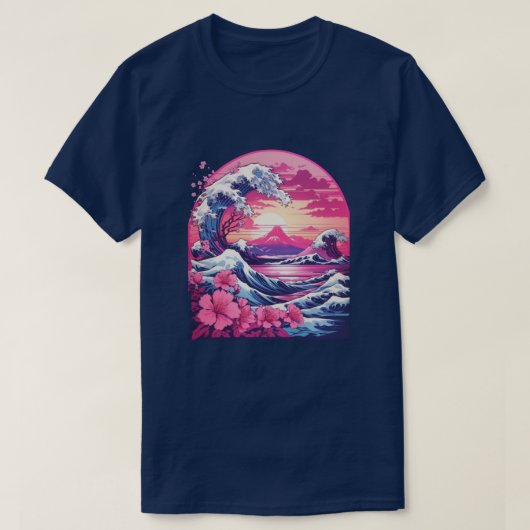 Vaporwave Synthwave 80's Japan 日本の 素晴らし Wave Tシャツ (デザイン正面)