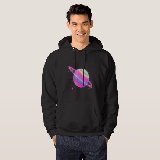 Vaporwave Synthwave Glitch Saturn 80s 90s Y2K Aest パーカ (正面フル)