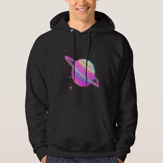 Vaporwave Synthwave Glitch Saturn 80s 90s Y2K Aest パーカ (正面)