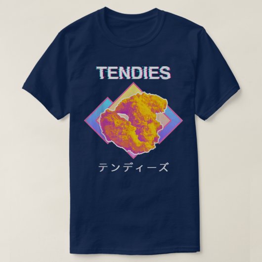 Vaporwave Tendies Chicken Tenders 日本の Kanji Tシャツ (デザイン正面)