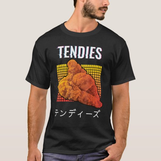 Vaporwave Tendies Chicken Tenders 日本の Kanji Tシャツ (正面)
