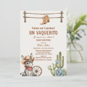 Vaquerito en Camino Spanish cowboy baby shower 招待状 (スタンド正面)