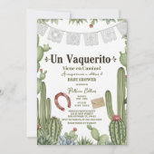 Vaquerito en Camino Spanish cowboy baby shower 招待状 (正面)