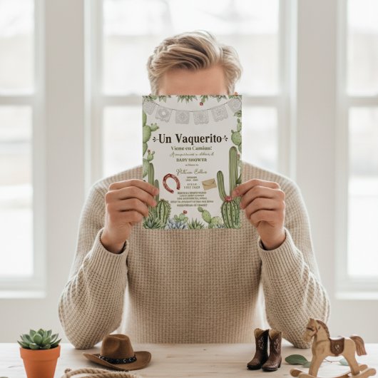 Vaquerito en Camino Spanish cowboy baby shower 招待状