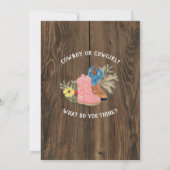 Vaquero/Vaqueraブーティダークウッド性別リビール 招待状 (裏面)