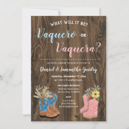 Vaquero/Vaqueraブーティダークウッド性別リビール 招待状
