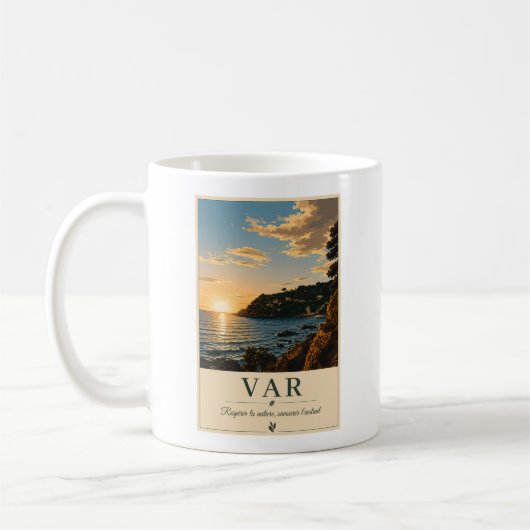 Var Mediterranean Coast Sunset Vintage コーヒーマグカップ (左)