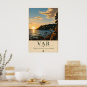 Var Mediterranean Coast Sunset Vintage ポスター (キッチン)