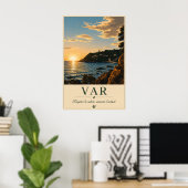 Var Mediterranean Coast Sunset Vintage ポスター (ホームオフィス)