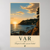 Var Mediterranean Coast Sunset Vintage ポスター (正面)