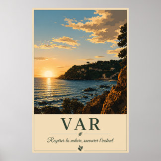 Var Mediterranean Coast Sunset Vintage ポスター
