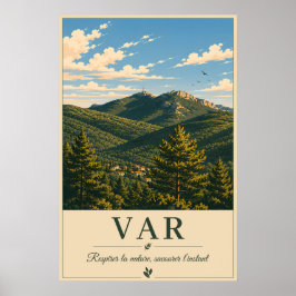 Var Provence Mountain Landscape Vintage ポスター