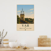 Var Provence Village Bell Tower Vintage ポスター (キッチン)
