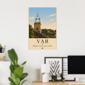 Var Provence Village Bell Tower Vintage ポスター (ホームオフィス)