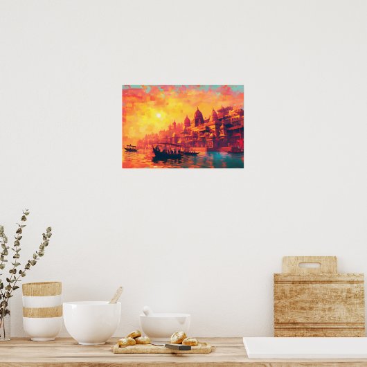 Varanasiインドのミスティーク壁画ポスター ポスター (キッチン)