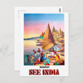 Varanasi，インド，ガンジス川 ポストカード (正面/裏面)