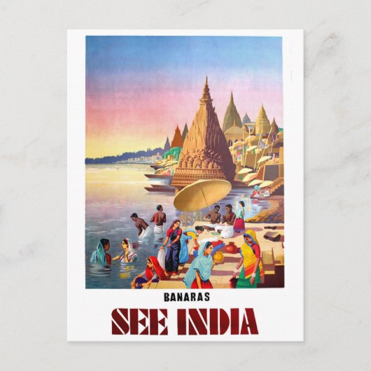 Varanasi，インド，ガンジス川 ポストカード (正面)