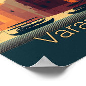 Varanasi Indiaミニマルなヴィンテージ旅行ポスター ポスター (角)