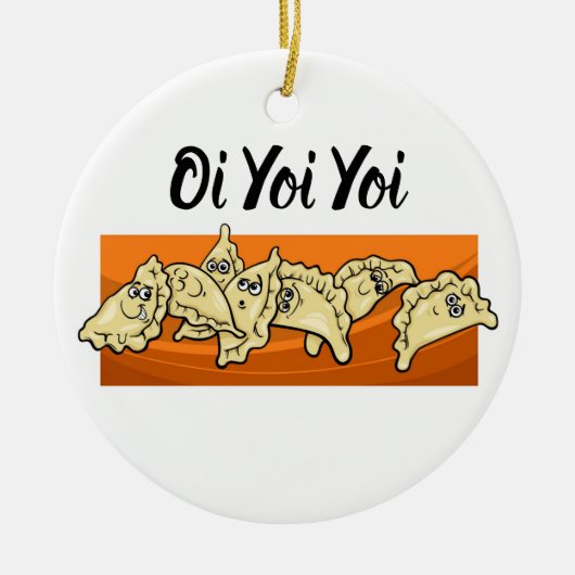 Varenyky Perogiesの陶磁器のクリスマスツリーのオーナメント セラミックオーナメント (正面)