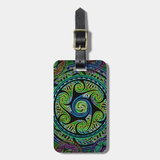 Variated球の鮮やかなケルト結び目模様 ラゲッジタグ (正面縦)