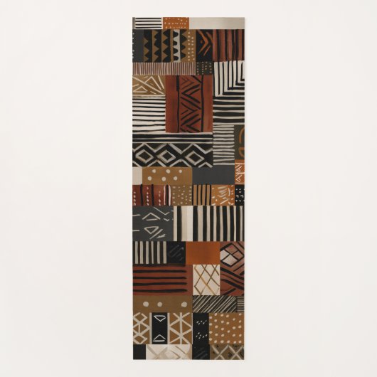 Variations of African motifs in earth tones ヨガマット (正面)