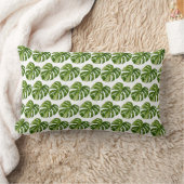 Variegated Monstera Albo Leaf Pillow Decor ランバークッション (ブランケット)