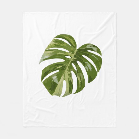 Variegated Monstera Albo Plant Art フリースブランケット (正面)