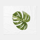 Variegated Monstera Albo Throw Blanket フリースブランケット (正面(横))