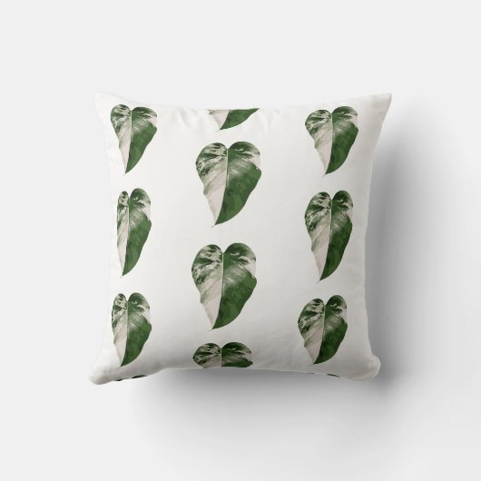 Variegated Monstera Heart Leaf Botanical クッション (裏面)