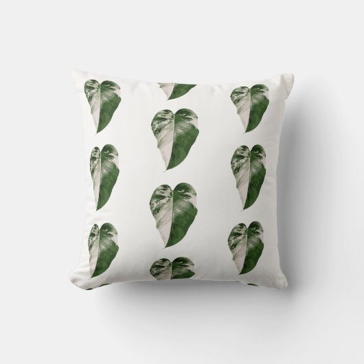 Variegated Monstera Heart Leaf Pillow クッション (正面)