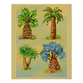 Variétés de palmiers en couleurs. ポスター