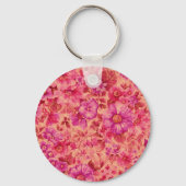 Various Blooming Flowers in Warm Pink and Purple キーホルダー (正面)