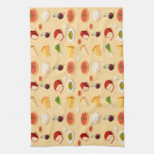 various cheeses appetizers and mini pizzas キッチンタオル (縦)